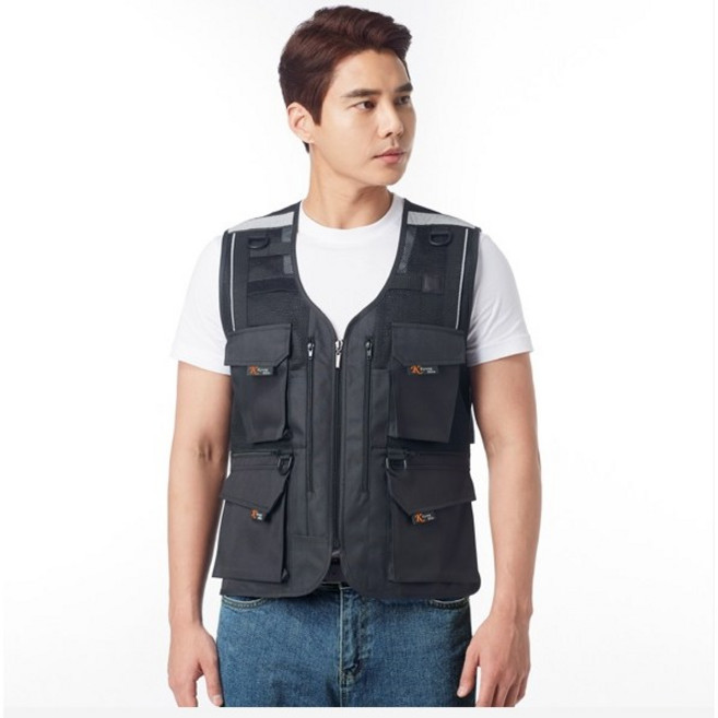 1장도 자수가능 배달조끼 퀵조끼 라이더조끼 작업조끼 망사조끼 특수 보안 단체 핸드폰자석 현장조끼, 블랙, 1개