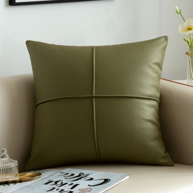 서플라이랩 북유럽 비건레더 가죽 쇼파쿠션 국산솜 포함, 옵션4. 딥그린