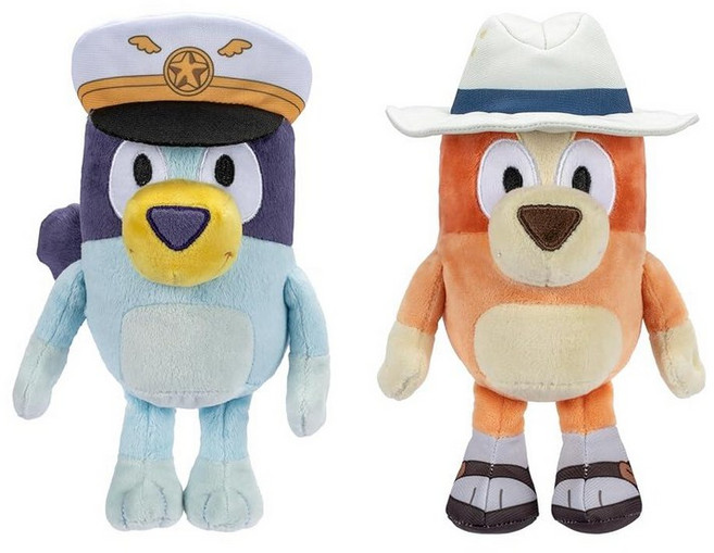 [4] Bluey Unicorse & Bob Bilby 손 인형 플러시 2팩 - 20.3-22.9cm(8-9인치) 부드러운 디럭스 원단 자수 디테일 유아 손에 적합 상상력, Captain Bluey & Holiday Bingo