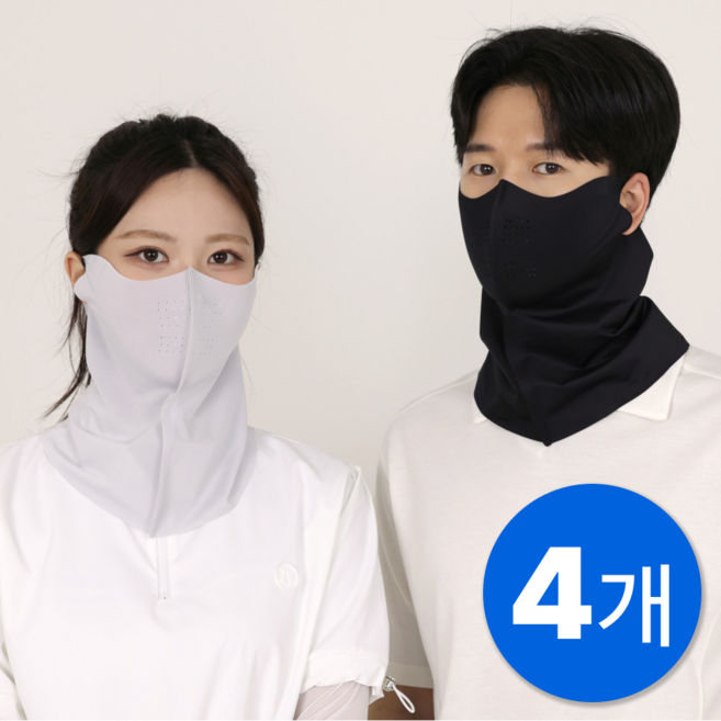 핏모어 자외선차단 쿨 스포츠 마스크, 4개, 블랙/라이트그레이