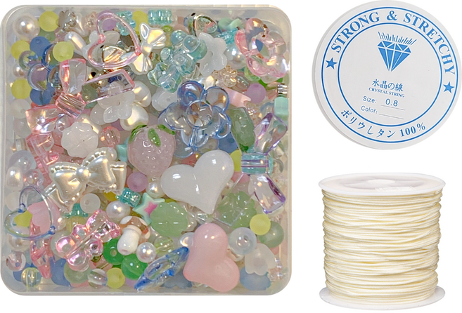 비즈 팔찌 스트랩 만들기 키트 매듭 키링 목걸이, 1개, 빈티지 파스텔 세트