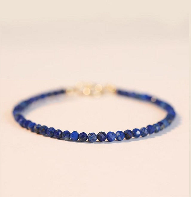 라피스라줄리 팔찌 천연 청금석 컷팅 3mm 14K 도금 by 리마린