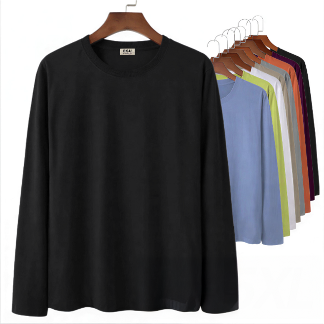 ESU 봄 가을 오버핏 빅사이즈 긴팔 남자 면 티셔츠 5종 컬러