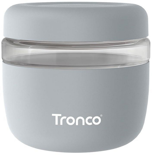 Tronco 뚜껑이 있는 473.2ml(16온스) 유리 식품 보관 용기 밀폐 누출 및 흘림 방지 도시락 그릇 밀프렙 샐러드 요거트 수프 스튜용 전자레인지 식기세척기, 연회색