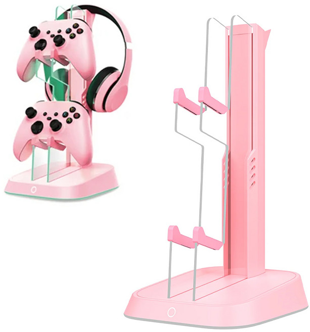 게임패드 컨트롤러 거치대 이이네 크로마 RGB, 핑크, 1개