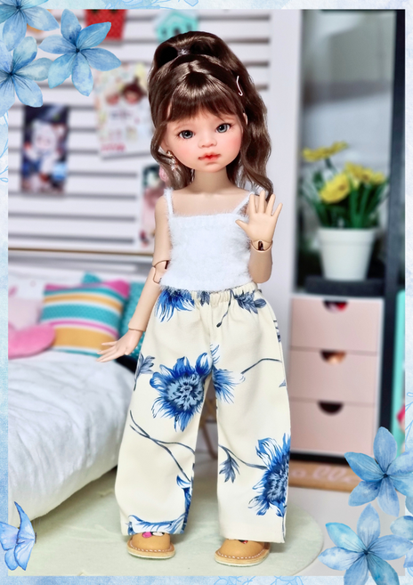 파올라레이나옷 32cm USD옷 26cm 도리스돌옷 30cm ( 플라워 프린트 와이드팬츠 ) bjd 구체관절 인형옷 <완제품>, 1개, 도리스돌 30cm