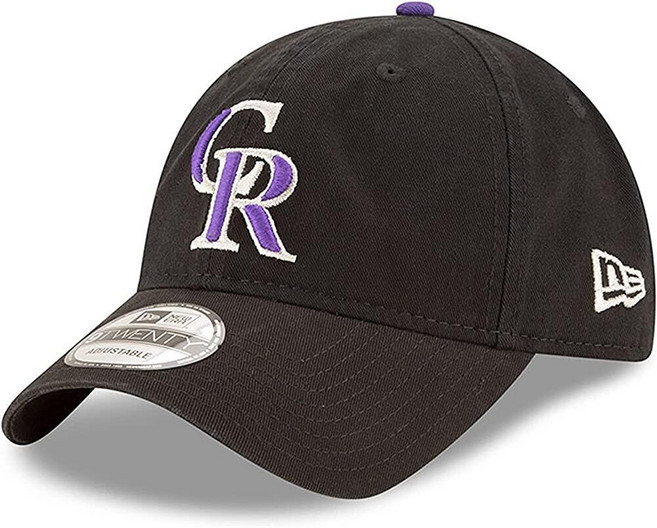 New Era MLB 카키 코어 클래식 9TWENTY 조절 가능한 모자 캡 프리 사이즈 로스앤젤레스 다저스 블루 단일 [호환], 콜로라도 로키스