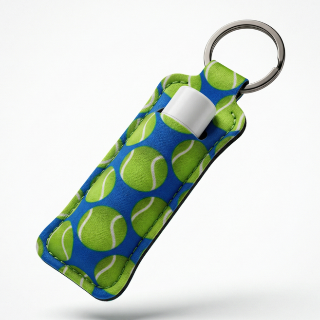 뮤트아웃 립밤 키링 립스틱 케이스 홀더 백참 열쇠고리, 1개, 테니스