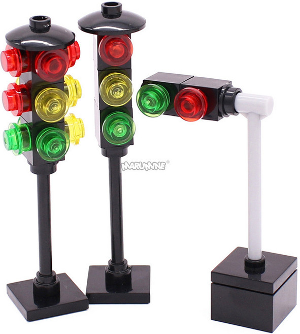 NARUNNE 積木紅綠燈 城市場景配件, 1個, 紅綠燈D款