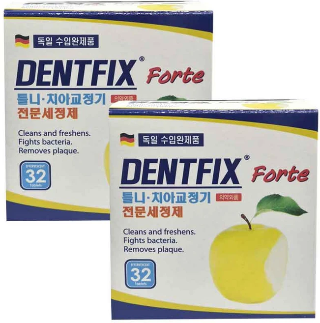 덴트픽스 틀니&치아교정기용 세정재, 32개입, 2개 - 쿠팡