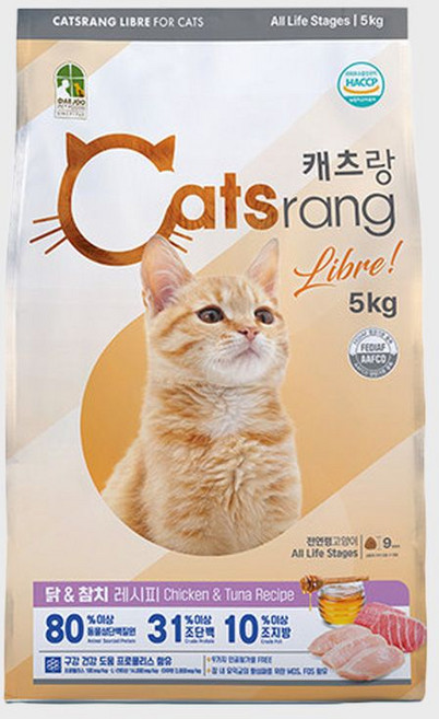 캐츠랑 전연령 리브레 고양이 사료, 닭+참치, 5kg, 1개
