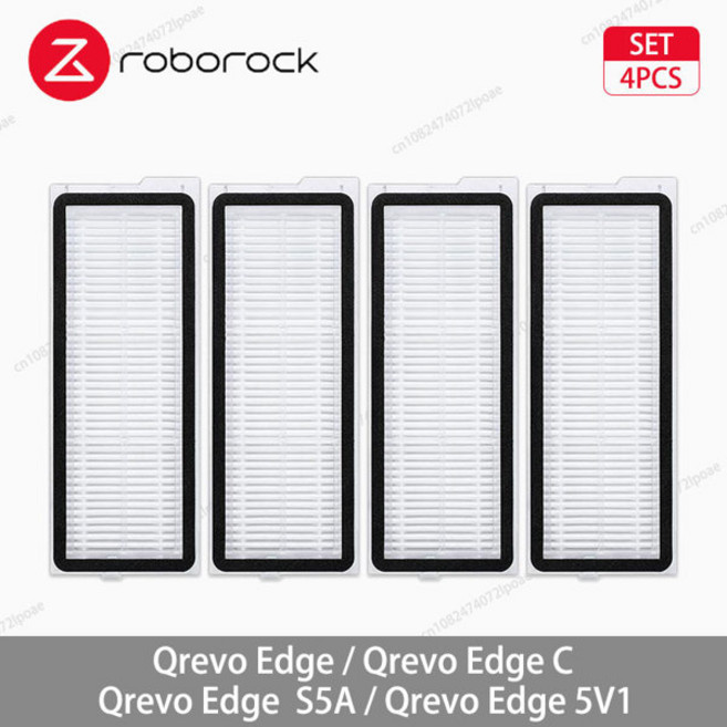 로보락 큐레보 엣지 S5A 5V1 엣지 C 로봇 청소기 액세서리 메인 사이드 브러시 걸레 천 먼지 봉투 HEPA 필터 부품, 1)4 HEPA Filters
