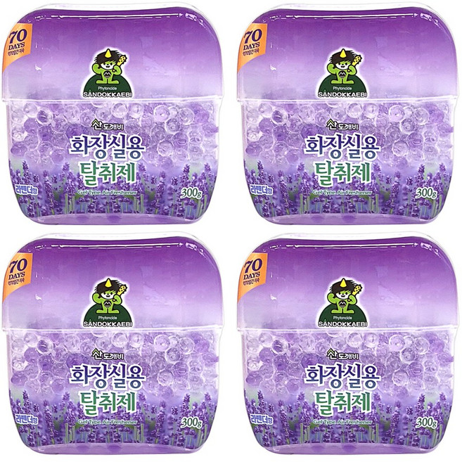 산도깨비 화장실용 탈취제 라벤더, 300g, 4개