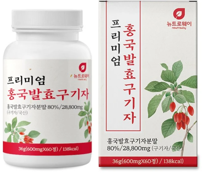 프리미엄 홍국 발효 구기자정 붉은 쌀 구기자 추출액 플란타김치유산균 치커리추출분말, 1개, 60정 - 쿠팡