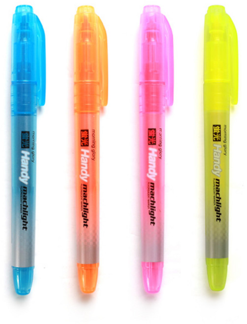 모닝글로리 뉴 핸디마하라이트 형광펜 노랑, 3개