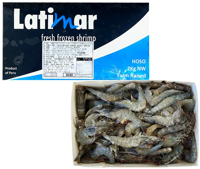 페루산 흰다리새우 30/40 (냉동) 2kg 1개