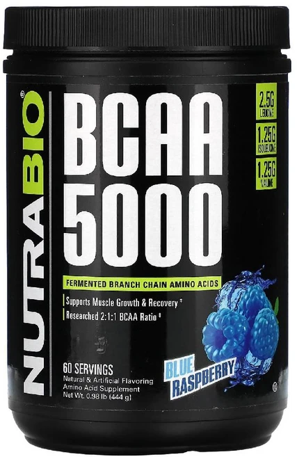 뉴트라바이오 BCAA 5000 파우더 444g 60인분 블루라즈베리, 1개 - 쿠팡