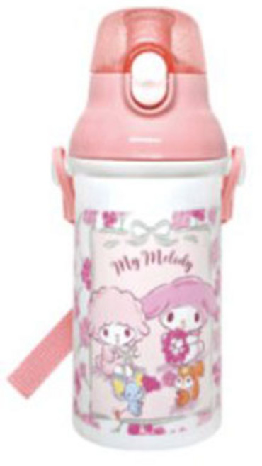 마이멜로디 플라워리스 원터치 물통 400ML / 텀블러 물병 휴대용 산리오, 핑크, 1개