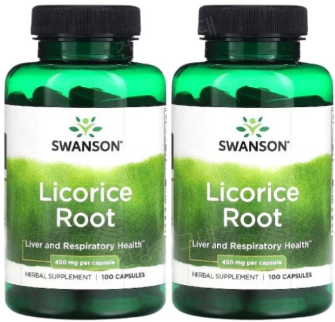 Swanson LicoriceRoot 감초뿌리 450mg 100캡슐 2개 리코라이스루트, 100정 - 쿠팡