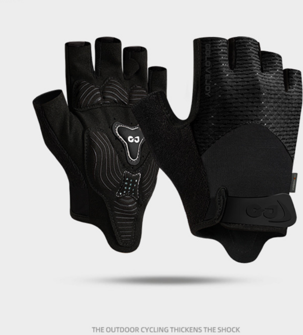 wonerly 아웃도어 그립핏 반장갑 등산 라이딩, 1개, 블랙(Black)