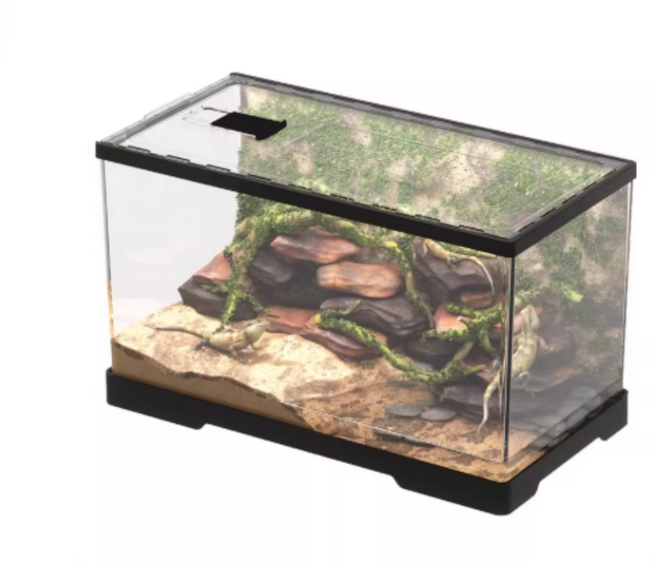 크레스티드게코 사육장 투명 거북이집 달팽이집 곤충채집통 테라리움 케이지 아크릴 파충류 하우스, 1개, 중형