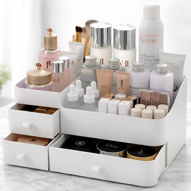모아르코 화장품 메이크업 수납 정리함 특대형, 1개, 화이트