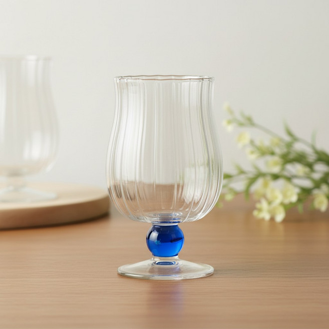 감성 하이볼잔 350ml 유리컵 컬러 포인트 글라스 홈까페 위스키 맥주잔, 1개, 블루