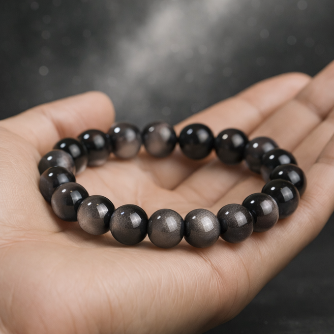 [행운가득] 개운템 흑요석 호안석 천연석 팔찌 AA급