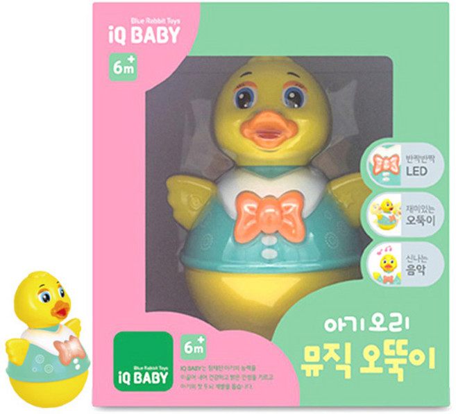 블루래빗 IQ BABY 아기오리 뮤직오뚝이 / 아기장난감 오뚝이 사운드, 1개