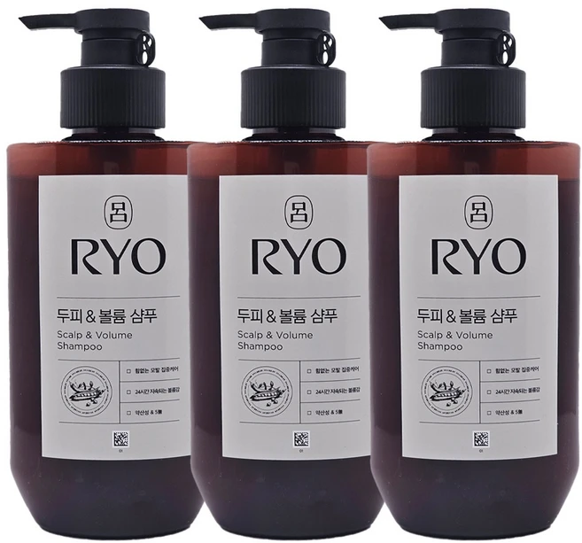 려 흑운 두피 볼륨 셀렉션 샴푸, 400ml, 3개 - 쿠팡