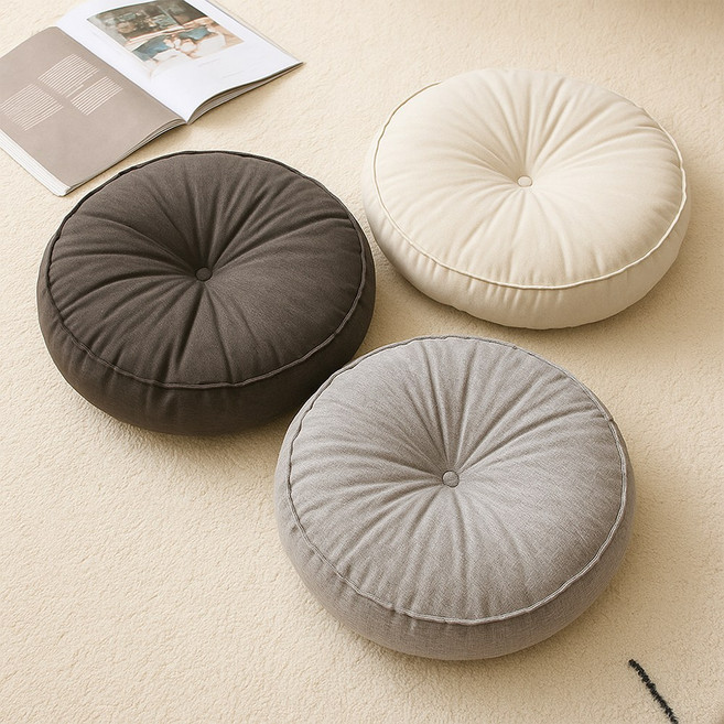 3 the 리빙 일본식 쇼파쿠션 대형 등받이 린넨쿠션 반려동물 다도 요가 명상 두꺼운 좌식 프리미엄 방석