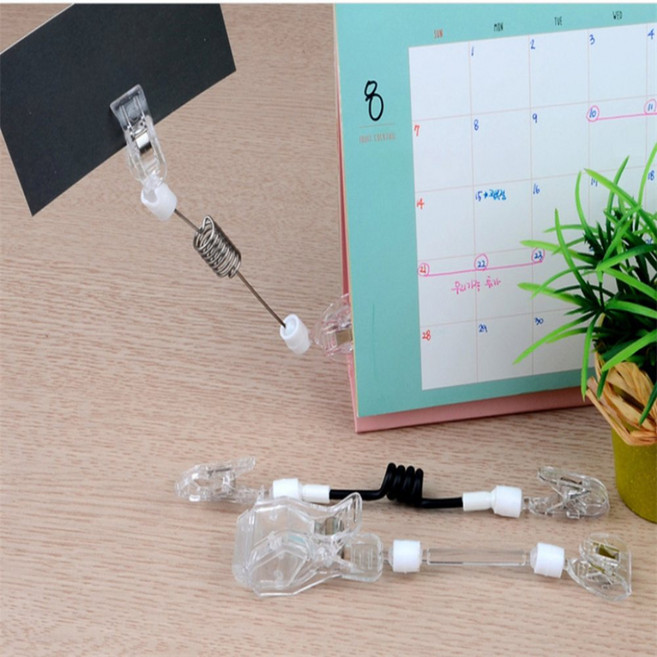 제이디자인 2P 집게형 긴목 쇼클립 POP홀더, 투명봉