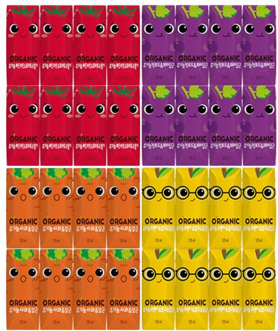 롯데칠성 오가닉 유기농 주스 4종, 125ml