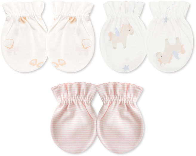 메르베 봄 여름 순면 신생아용 아기 손싸개 3종 세트