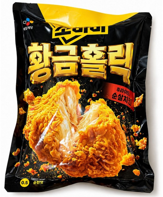 CJ 고메 소바바 황금홀릭 순살 후라이드 치킨 바삭한 간편치킨 에어프라이어 간식, 375g, 1개