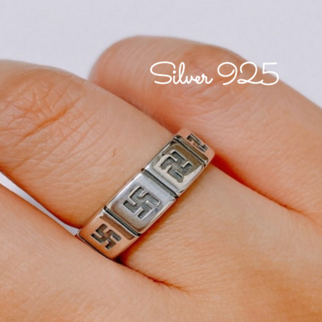 코코날다 유화 만자 은반지 불교반지 925실버 5.7mm 부처님 불공 불경 절 링 순은 반지(주문제작)