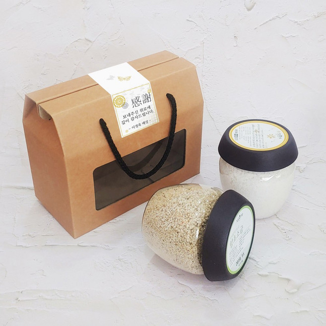 나눔답례품 심플항아리 천일염 함초소금 800g 선물세트, 2개, 400g