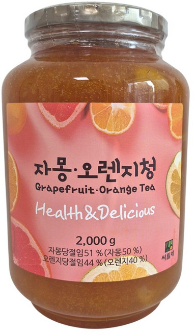 코스트코 씨밀레 자몽 오렌지청 2kg 레몬차 or 유자차 or 자몽차 자몽에이드 카페 과일청 자몽주스 레몬주스, 1개, 1개입