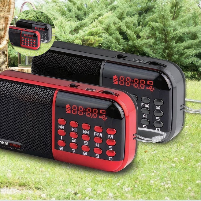 인켈 휴대용 트로트 등산용 소형 FM 라디오 낚시 캠핑 탁삭용 zac+644EX, 레드