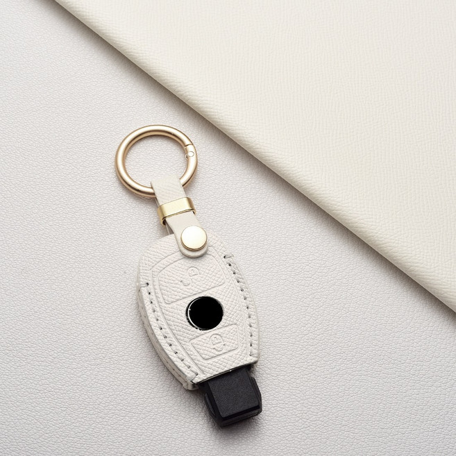 벤츠 2/3버튼 고급 가죽 키 케이스 전 차종 호환 (C/E/S클래스 및 AMG 등 포함), 벤츠 Az2 타입(2버튼 삽입형), 아이보리