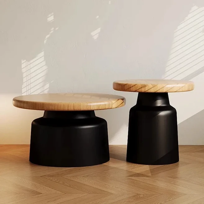 크림 바람 아파트 커피 테이블 거실 가구 작은 단순 철 라운드, 04 STYLE-9(Solid wood)