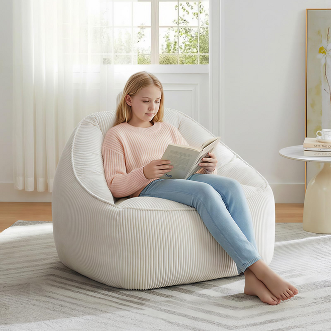 어린이용 빈백 의자 유아용 빈백 의자 아늑하고 편안한 독서용 의자 및 유아용 플러시 바닥 소파 남녀 어린이용 부드러운 빈백 의자 게임과 독서를 위한 편안한 바닥용 의자, beige