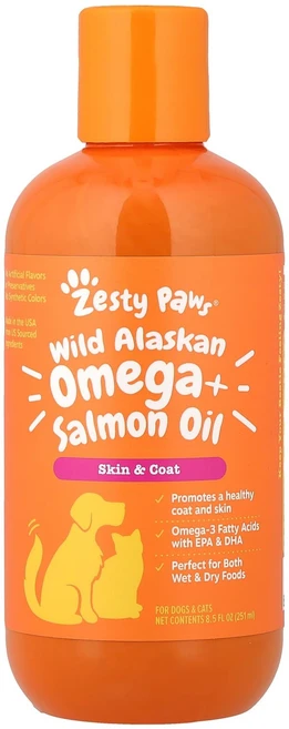 제스티 포즈 야생 알래스카 오메가 + 연어 오일 강아지 및 고양이용 251ml(8.5fl oz) ZTP-59460, 1개 - 쿠팡
