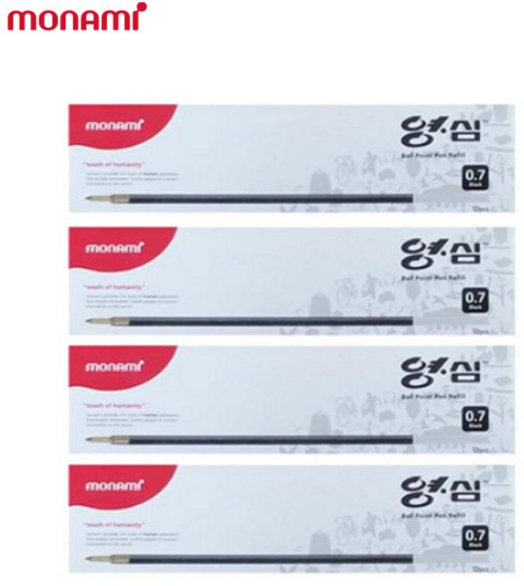 모나미 153 영심 볼펜심 0.7mm 12개입 4세트, 흑색, 4개