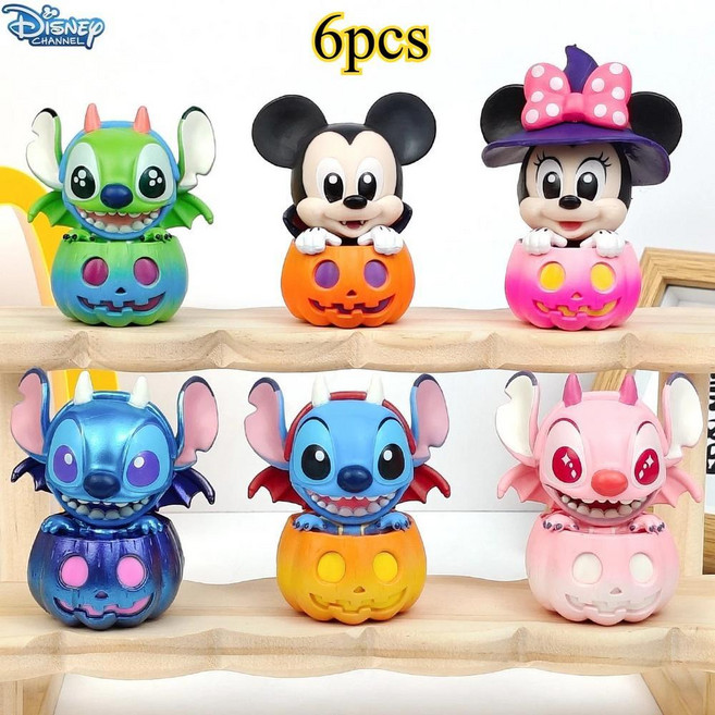 디즈니 미키와 미니 할로윈 테마 블라인드 박스 소장품 장식품 슬롯머신 피규어, 12. luo-6pcs