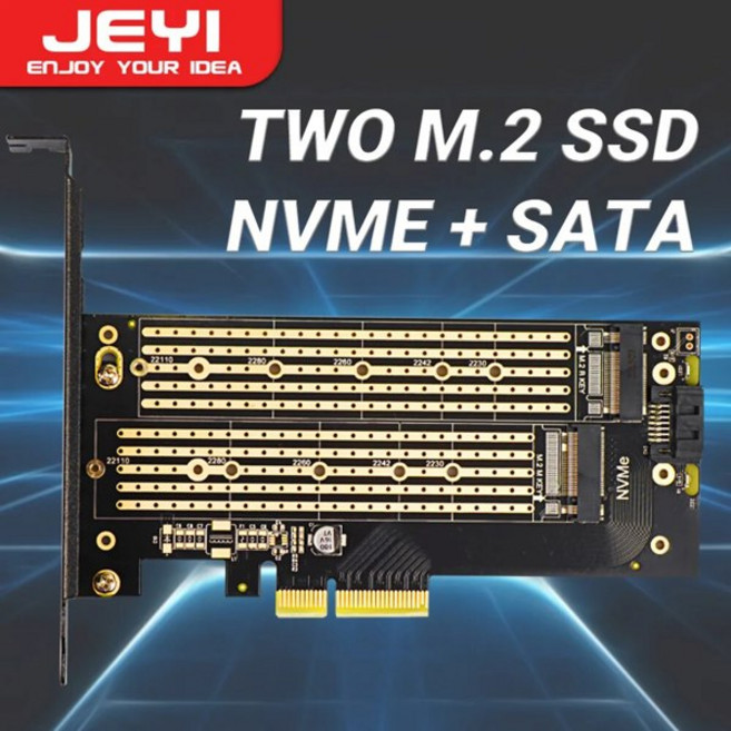 JEYI 듀얼 M.2 PCIE 4.0 어댑터 NVMe NGFF SSD NVME M 키 및 SATA B 키 SSD 데스크탑 PC SK6 용 PCIe X4 X8 X16 슬롯, [01] 옵션1
