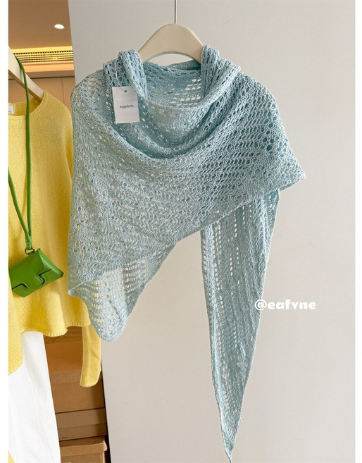 여성 텐셀 린넨 삼각 숄 스카프