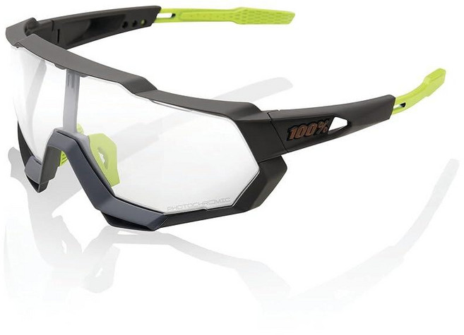 100% Speedtrap 스포츠 퍼포먼스 사이클링 선글라스 - 프리미엄 라지 렌즈 쉴드 - MTB 비포장 자전거 및 로드 바이크 안경 교체 가능한 렌즈 포함, Soft Tact Cool Grey
