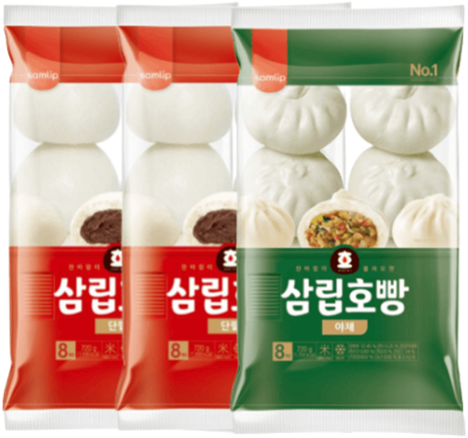 겨울간식 냉동 삼립호빵 단팥 16입 + 야채 8입, 1개, 90g