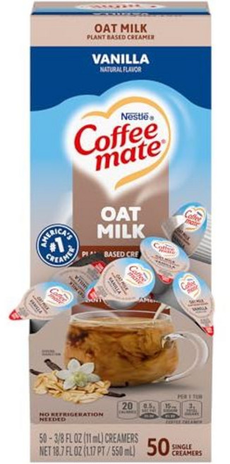Nestle Coffee mate Plant Based Liquid Coffee Creamer Singles Vanilla Flavored Oat Milk 50 Ct Bo, N/A, 1개, 11ml